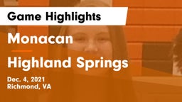 Monacan  vs Highland Springs  Game Highlights - Dec. 4, 2021