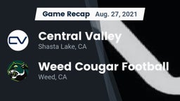 Recap: Central Valley  vs. Weed Cougar Football 2021