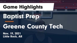 Baptist Prep  vs Greene County Tech  Game Highlights - Nov. 19, 2021