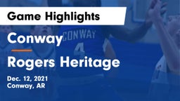Conway  vs Rogers Heritage  Game Highlights - Dec. 12, 2021