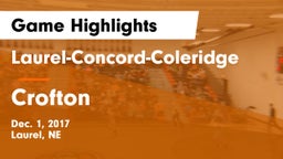 Laurel-Concord-Coleridge  vs Crofton  Game Highlights - Dec. 1, 2017