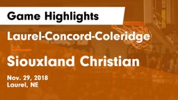 Laurel-Concord-Coleridge  vs Siouxland Christian Game Highlights - Nov. 29, 2018