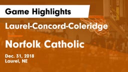 Laurel-Concord-Coleridge  vs Norfolk Catholic  Game Highlights - Dec. 31, 2018