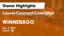 Laurel-Concord-Coleridge  vs WINNEBAGO Game Highlights - Jan. 4, 2019