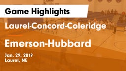 Laurel-Concord-Coleridge  vs Emerson-Hubbard  Game Highlights - Jan. 29, 2019