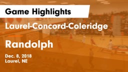 Laurel-Concord-Coleridge  vs Randolph  Game Highlights - Dec. 8, 2018