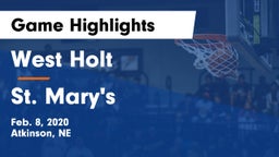 West Holt  vs St. Mary's  Game Highlights - Feb. 8, 2020