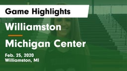 Williamston  vs Michigan Center  Game Highlights - Feb. 25, 2020