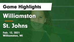 Williamston  vs St. Johns  Game Highlights - Feb. 12, 2021