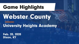 Webster County  vs University Heights Academy Game Highlights - Feb. 20, 2020