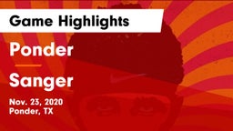 Ponder  vs Sanger  Game Highlights - Nov. 23, 2020