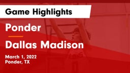 Ponder  vs Dallas Madison  Game Highlights - March 1, 2022