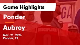 Ponder  vs Aubrey  Game Highlights - Nov. 21, 2023