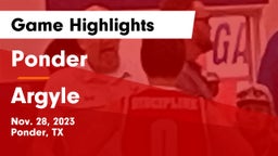 Ponder  vs Argyle  Game Highlights - Nov. 28, 2023