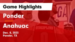 Ponder  vs Anahuac  Game Highlights - Dec. 8, 2023