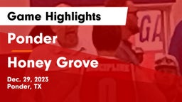 Ponder  vs Honey Grove  Game Highlights - Dec. 29, 2023