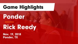 Ponder  vs Rick Reedy  Game Highlights - Nov. 19, 2018