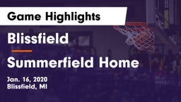 Blissfield  vs Summerfield Home Game Highlights - Jan. 16, 2020