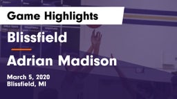 Blissfield  vs Adrian Madison Game Highlights - March 5, 2020