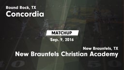 Matchup: Concordia Academy vs. New Braunfels Christian Academy  2016