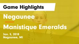 Negaunee  vs Manistique Emeralds Game Highlights - Jan. 5, 2018