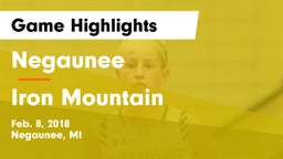 Negaunee  vs Iron Mountain  Game Highlights - Feb. 8, 2018