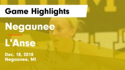 Negaunee  vs L'Anse  Game Highlights - Dec. 18, 2018