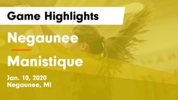 Negaunee  vs Manistique  Game Highlights - Jan. 10, 2020