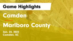Camden  vs Marlboro County  Game Highlights - Jan. 24, 2022