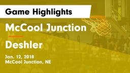 McCool Junction  vs Deshler  Game Highlights - Jan. 12, 2018
