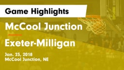 McCool Junction  vs Exeter-Milligan  Game Highlights - Jan. 23, 2018