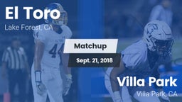 Matchup: El Toro  vs. Villa Park  2018