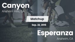 Matchup: Canyon  vs. Esperanza  2016