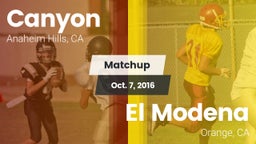 Matchup: Canyon  vs. El Modena  2016