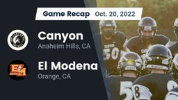 Recap: Canyon  vs. El Modena  2022