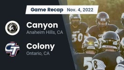 Recap: Canyon  vs. Colony  2022