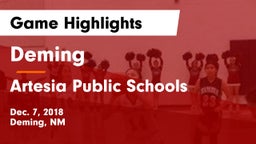 Deming  vs Artesia Public Schools Game Highlights - Dec. 7, 2018