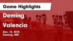 Deming  vs Valencia  Game Highlights - Dec. 15, 2018