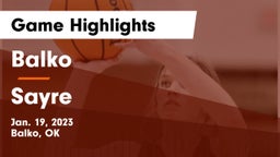 Balko  vs Sayre  Game Highlights - Jan. 19, 2023