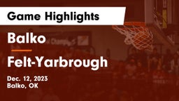 Balko  vs Felt-Yarbrough  Game Highlights - Dec. 12, 2023