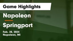 Napoleon  vs Springport  Game Highlights - Feb. 28, 2024