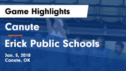 Canute  vs Erick Public Schools Game Highlights - Jan. 5, 2018