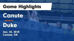 Canute  vs Duke  Game Highlights - Jan. 23, 2018