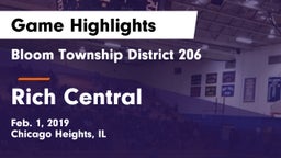 Bloom Township  District 206 vs Rich Central  Game Highlights - Feb. 1, 2019