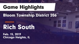 Bloom Township  District 206 vs Rich South  Game Highlights - Feb. 15, 2019