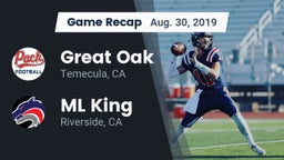 Recap: Great Oak  vs. ML King  2019