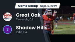 Recap: Great Oak  vs. Shadow Hills  2019