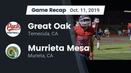 Recap: Great Oak  vs. Murrieta Mesa  2019