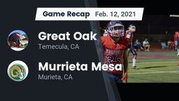 Recap: Great Oak  vs. Murrieta Mesa  2021
