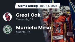 Recap: Great Oak  vs. Murrieta Mesa  2022